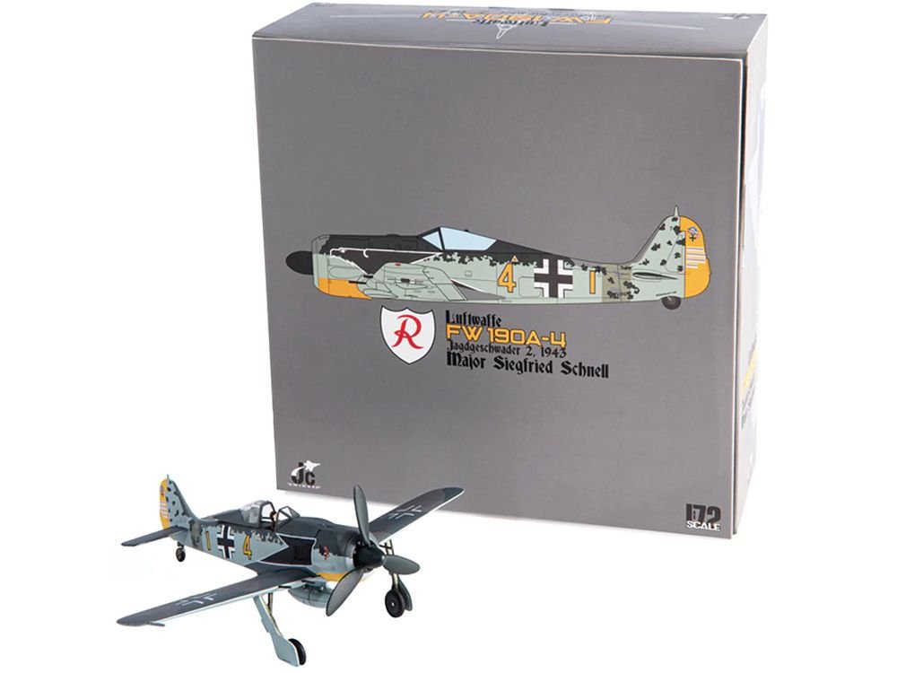 Focke-Wulf FW 190A-4 Fighter Aircraft "Major Siegfried Schnell Luftwaffe JG2 France" (1943) 1/72 Diecast Model by JC Wings view 4