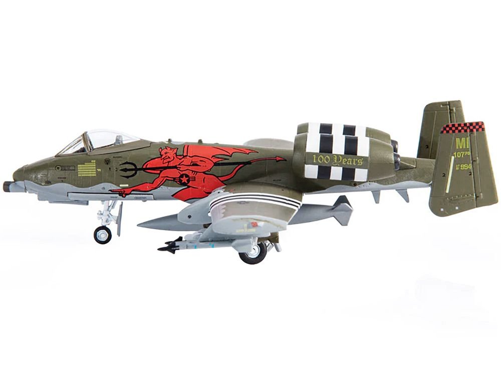 Fairchild Republic A-10A Thunderbolt II Aircraft "US Air Force 107th Fighter Squadron 100th Anniversary Edition" (2018) 1/144 Diecast Model by JC Wings view 2