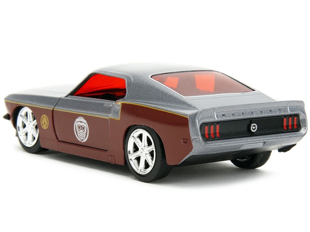 1969 Ford Mustang Silver Metallic and Dark Red and Star Lord Diecast Figure "Marvel Guardians of the Galaxy" "Hollywood Rides" Series 1/32 Diecast Model Car by Jada view 5