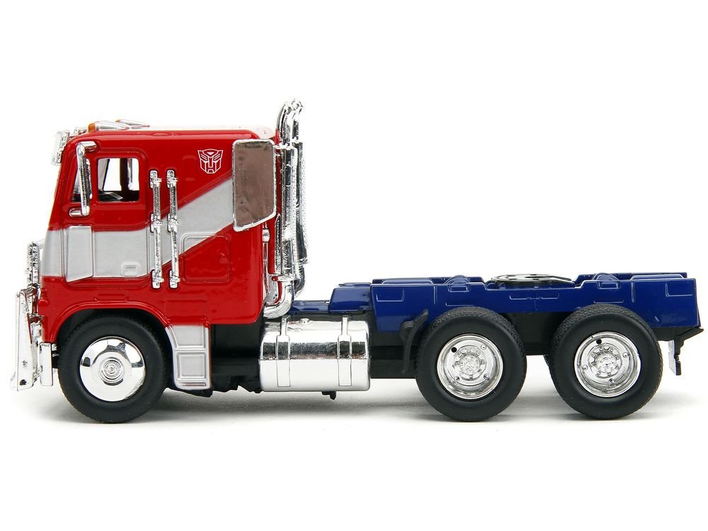 Optimus Prime Tractor Truck Red and Blue with Silver Stripes "Transformers: Rise of the Beasts" (2023) Movie "Hollywood Rides" Series 1/32 Diecast Model Car by Jada view 2