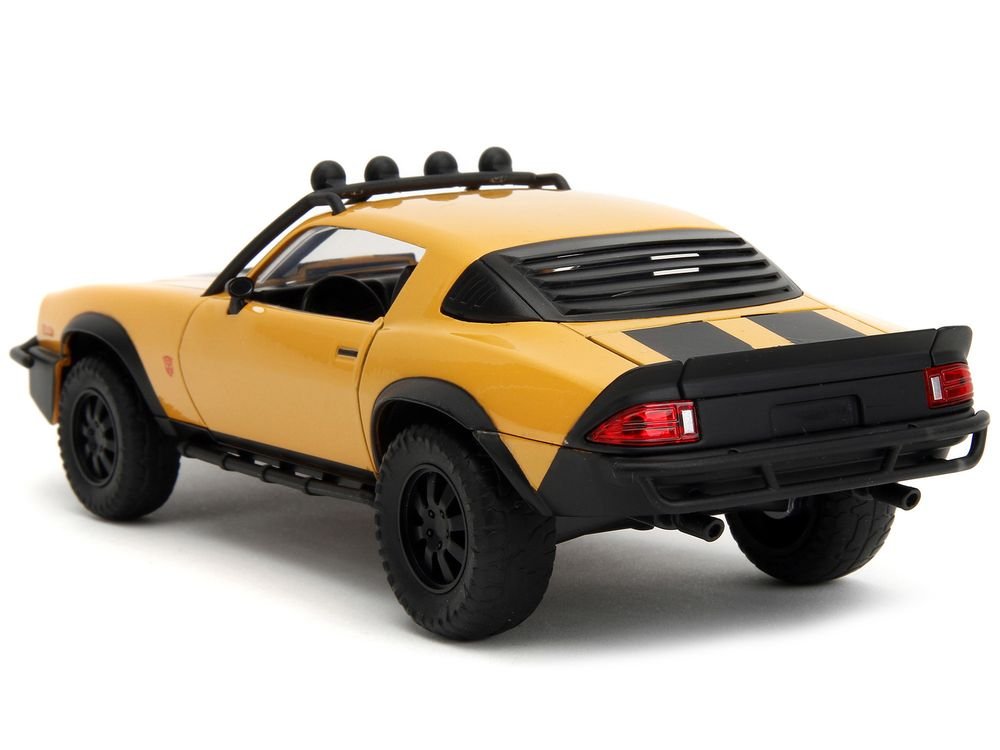 1977 Chevrolet Camaro Off-Road Version "Bumblebee" Yellow Metallic with Black Stripes and Transformers Logo Diecast Statue "Transformers: Rise of the Beasts" (2023) Movie "Hollywood Rides" Series 1/24 Diecast Model Car by Jada view 5