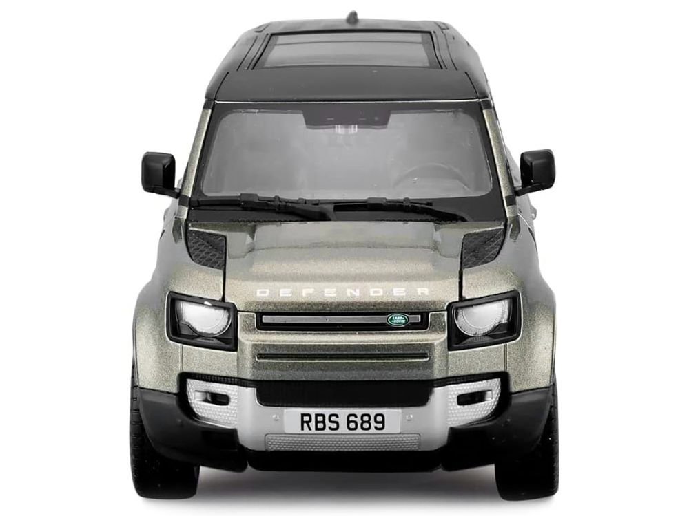 2022 Land Rover Defender 110 Green Metallic with Black Top and Sunroof 1/24 Diecast Model Car by Bburago view 3