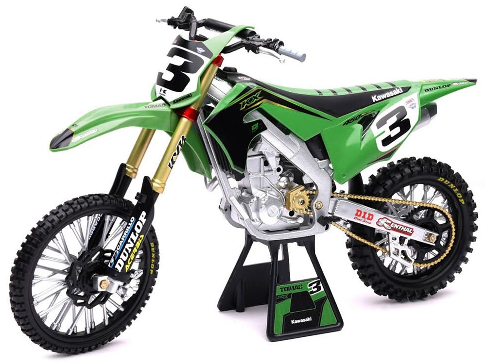 Kawasaki KX 450F Dirt Bike Motorcycle #3 Eli Tomac Green and Black "Kawasaki Racing Team" 1/6 Diecast Model by New Ray view 2