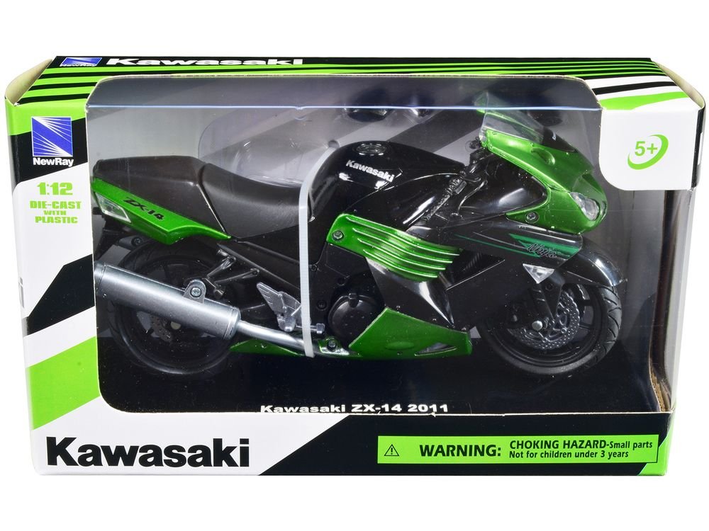 2011 Kawasaki ZX-14 Ninja Green Motorcycle Model 1/12 by New Ray view 3