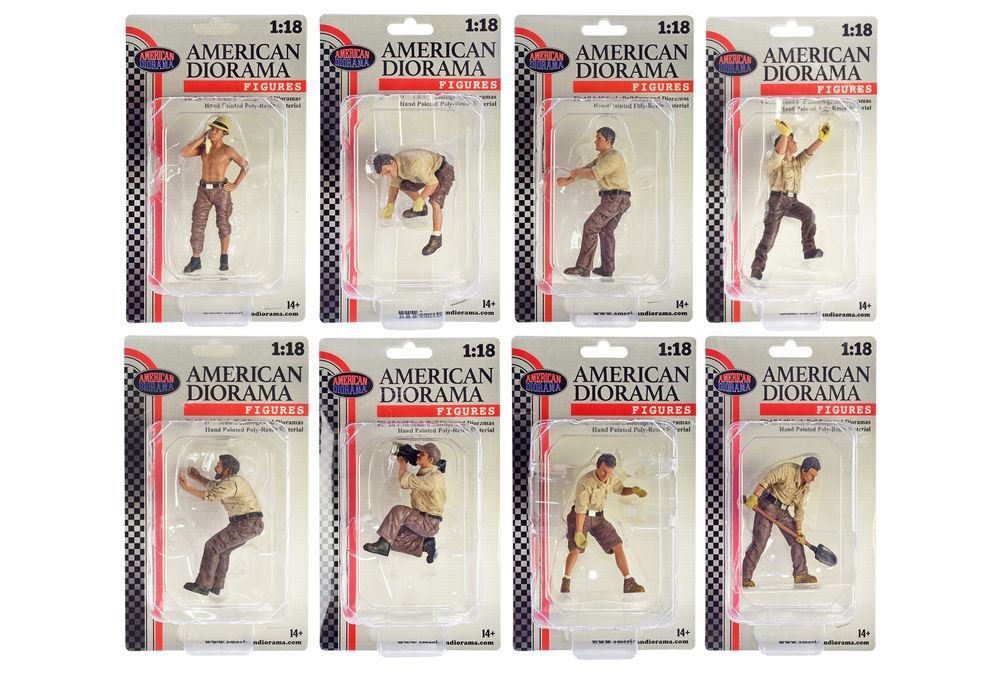 "4X4 Mechanic" 8 piece Figure Set for 1/18 scale models by American Diorama view 2