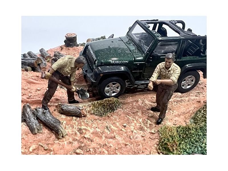 "4X4 Mechanics" 2 Piece Diecast Figure Set 2 for 1/43 Scale Models by American Diorama view 2