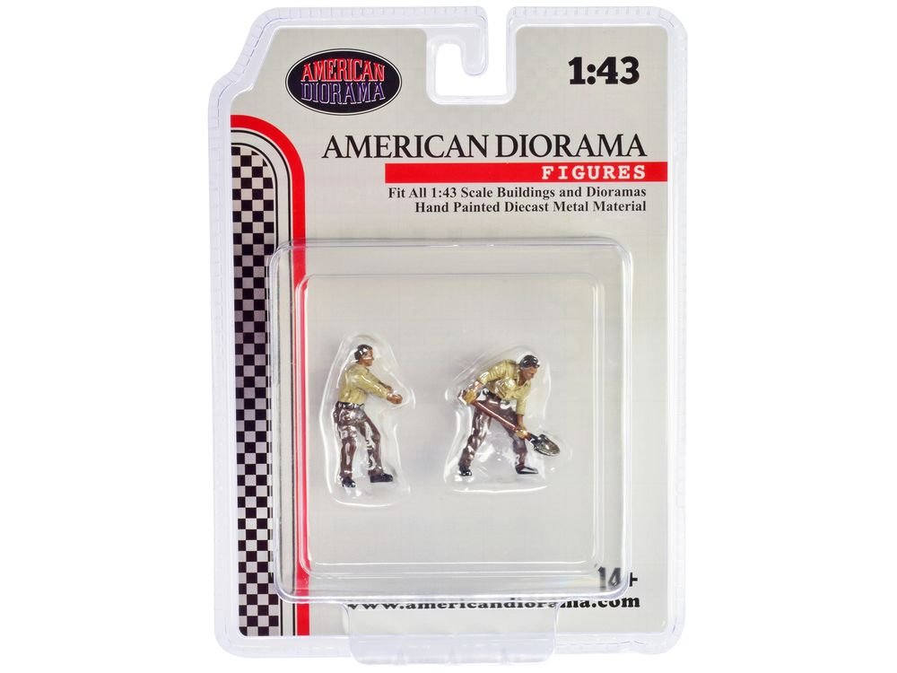 "4X4 Mechanics" 2 Piece Diecast Figure Set 2 for 1/43 Scale Models by American Diorama view 3