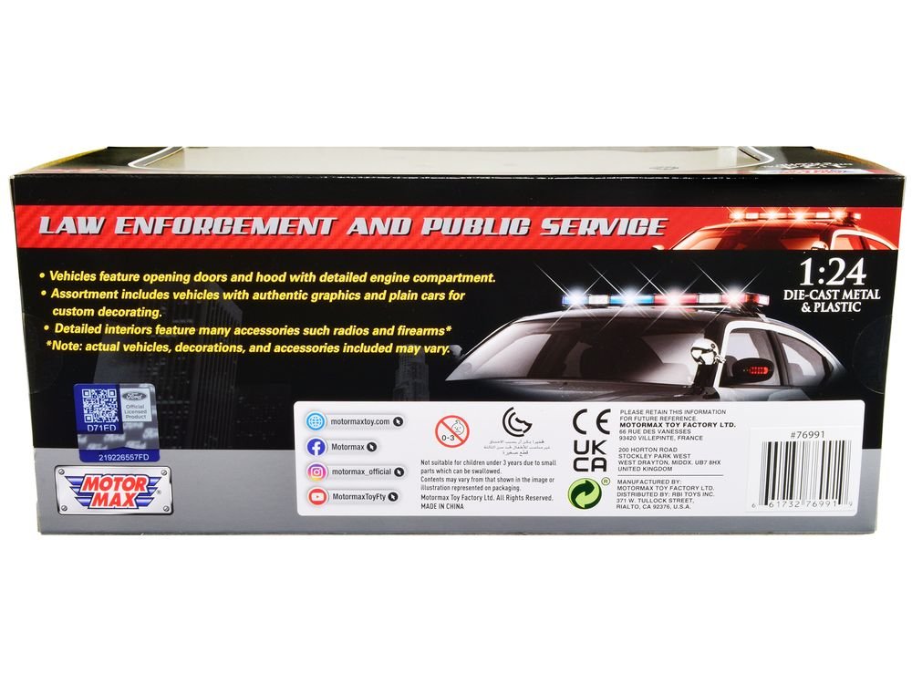2022 Ford Police Interceptor Utility "California Highway Patrol" Black and White 1/24 Diecast Model Car by Motormax view 2