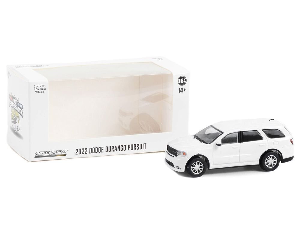 2022 Dodge Durango Pursuit Police Car White "Hot Pursuit" "Hobby Exclusive" Series 1/64 Diecast Model Car by Greenlight view 3