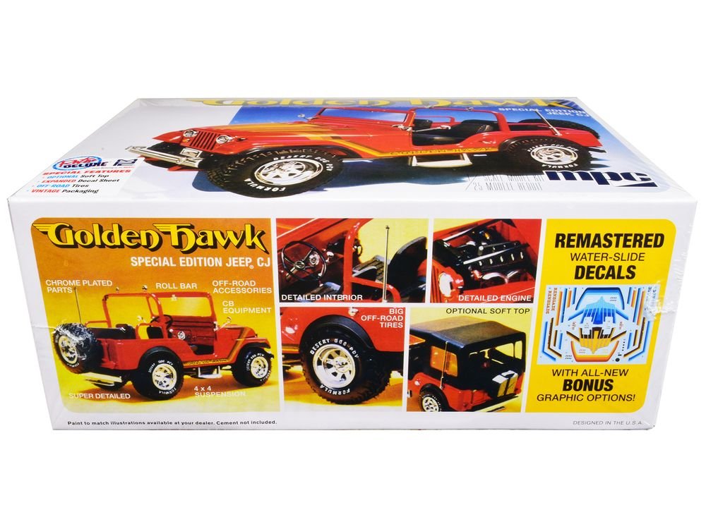 Skill 2 Model Kit 1981 Jeep CJ5 Golden Hawk 1/25 Scale Model Car by MPC view 3