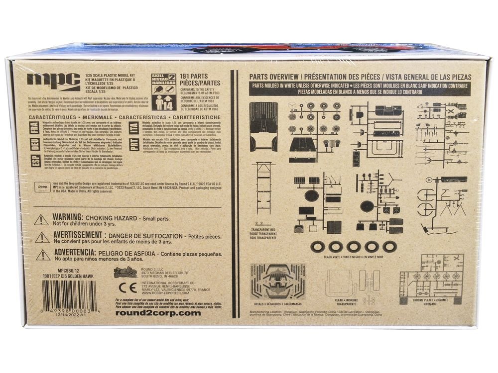 Skill 2 Model Kit 1981 Jeep CJ5 Golden Hawk 1/25 Scale Model Car by MPC view 4