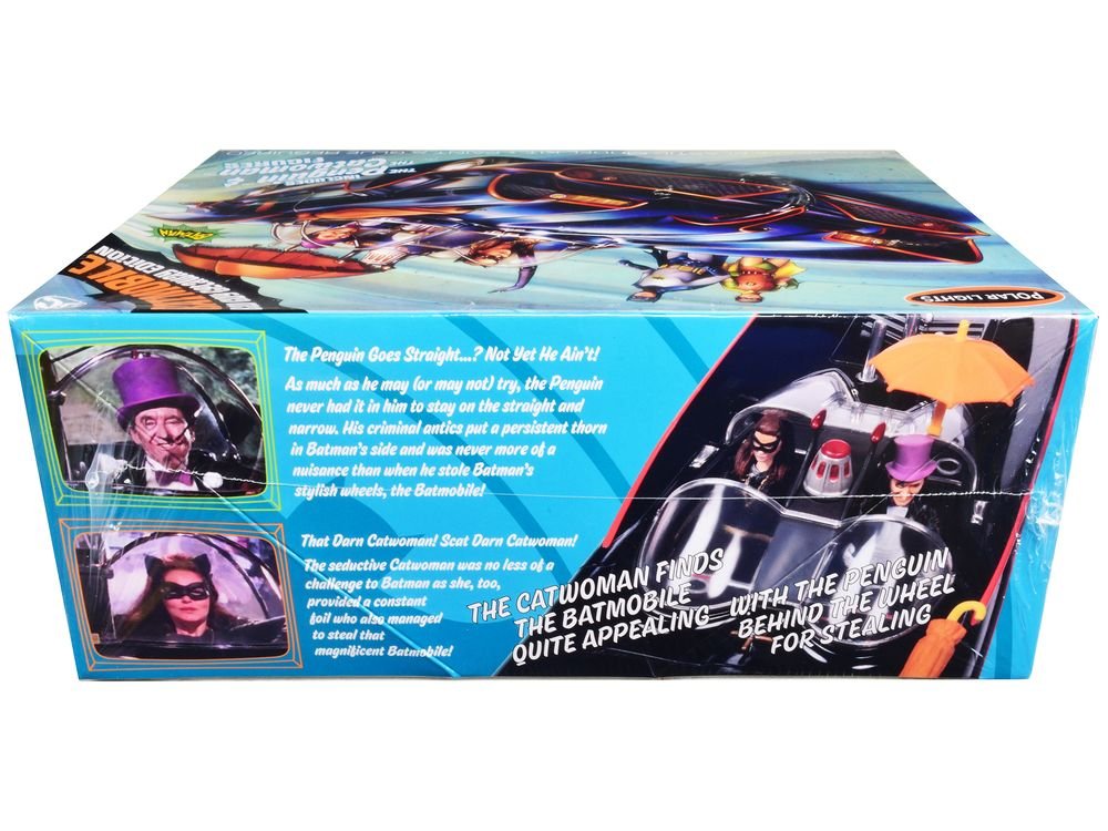 Skill 2 Model Kit 1966 Batmobile "Bad Guy Getaway Edition" with Penguin and Catwoman Figures "Batman" (1966-1968) TV Series 1/25 Scale Model by Polar Lights view 2