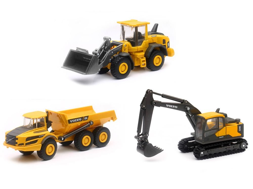 "Volvo Construction Vehicles" Set of 3 pieces Diecast Models by New Ray view 2
