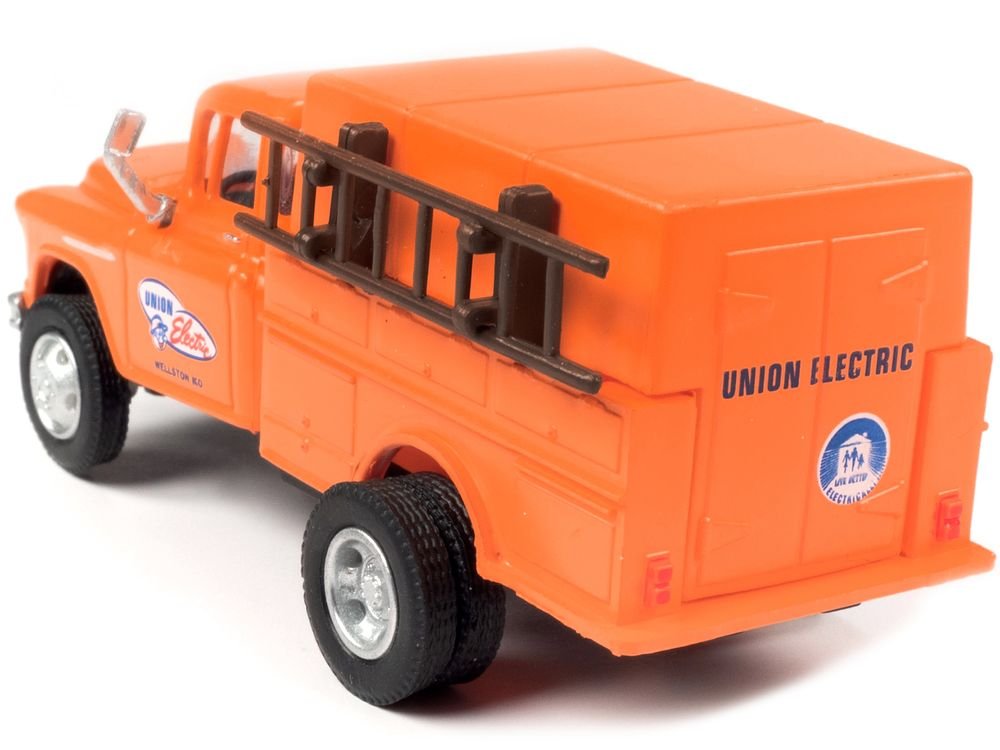 1955 Chevrolet Utility Truck Orange "Union Electric" 1/87 (HO) Scale Model by Classic Metal Works view 2