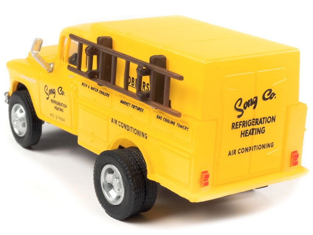 1955 Chevrolet Utility Truck Yellow "Song Co. Refrigeration and Heating" 1/87 (HO) Scale Model by Classic Metal Works view 2