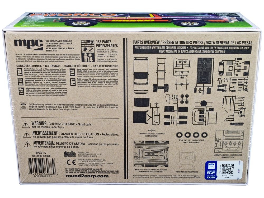 Skill 2 Model Kit 1982 Ford Bronco 1/25 Scale Model by MPC view 4