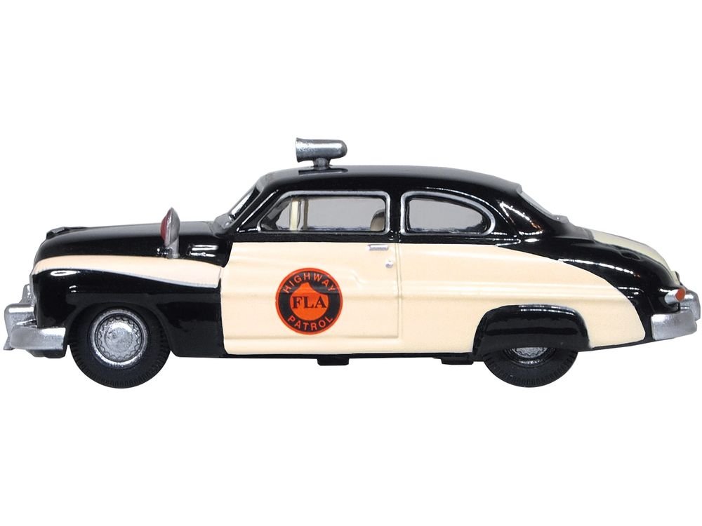 1949 Mercury Monarch Police Black and White "Florida Highway Patrol" 1/87 (HO) Scale Diecast Model Car by Oxford Diecast view 2