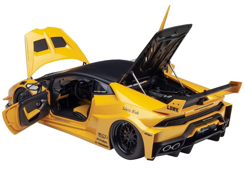 Lamborghini Huracan GT "LB-Silhouette Works" Yellow Metallic with Black Top 1/18 Model Car by Autoart view 2