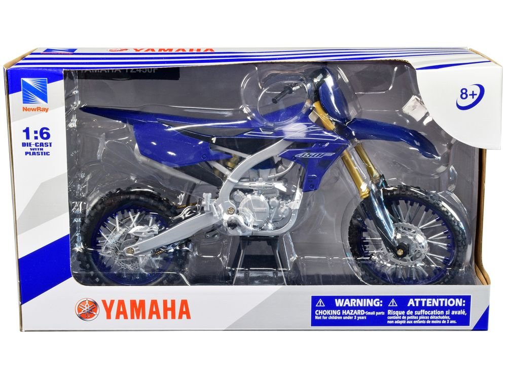Yamaha YZ450F Dirt Bike Motorcycle Blue and Black 1/6 Diecast Model by New Ray view 3