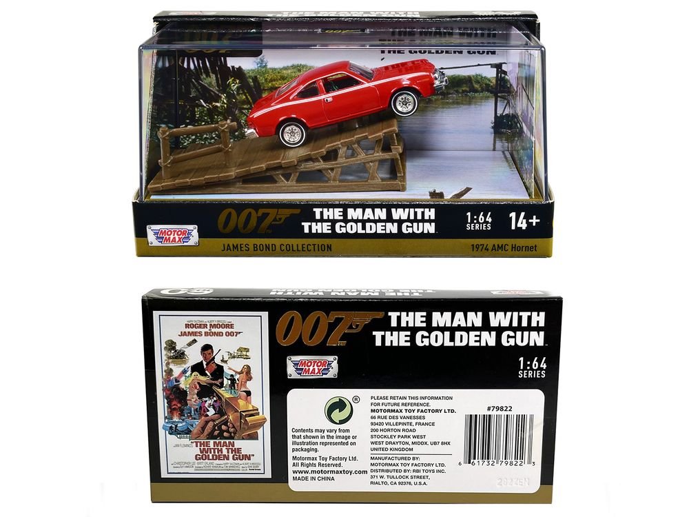 1974 AMC Hornet Red with White Stripes James Bond 007 "The Man with the Golden Gun" (1974) Movie with Display 1/64 Diecast Model Car by Motormax view 3