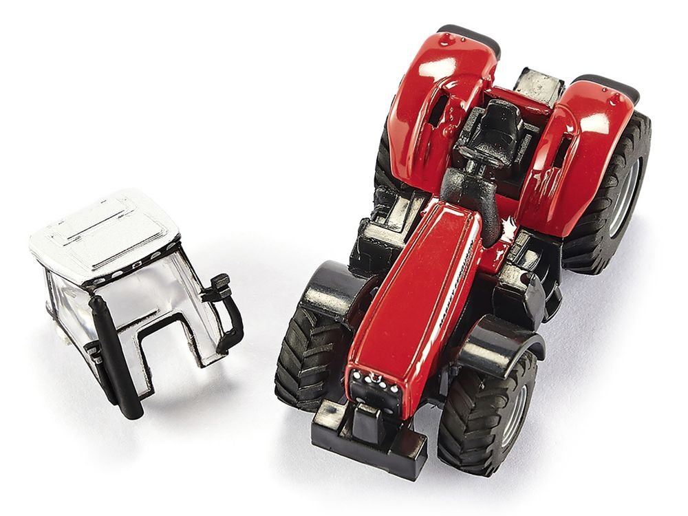 Massey Ferguson 8480 Dyna VT Tractor Red with Silver Top and Krampe Dump Trailer Red 1/87 (HO) Diecast Models by Siku view 5