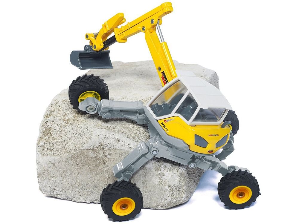 Menzi Muck M545 Walking Excavator Yellow with White Top 1/50 Diecast Model by Siku view 3