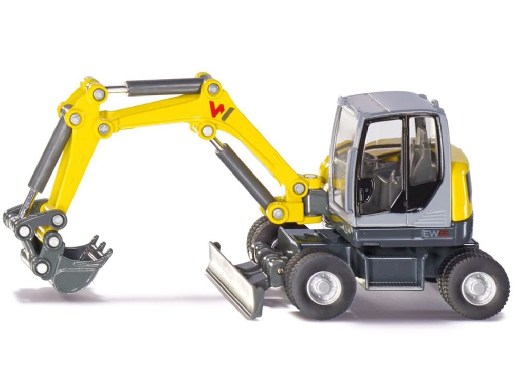 Wacker Neuson EW65 Mobile Excavator Yellow and Gray 1/50 Diecast Model by Siku view 2