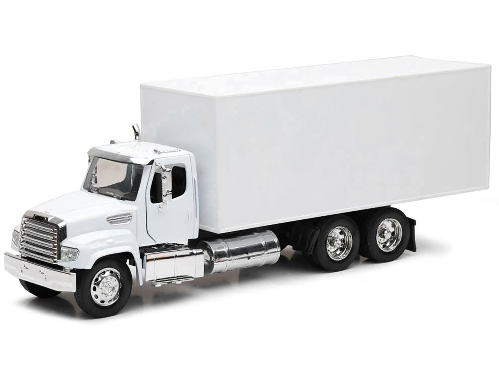 Freightliner 114SD Box Truck White "Long Haul Trucker" Series 1/32 Diecast Model by New Ray view 2