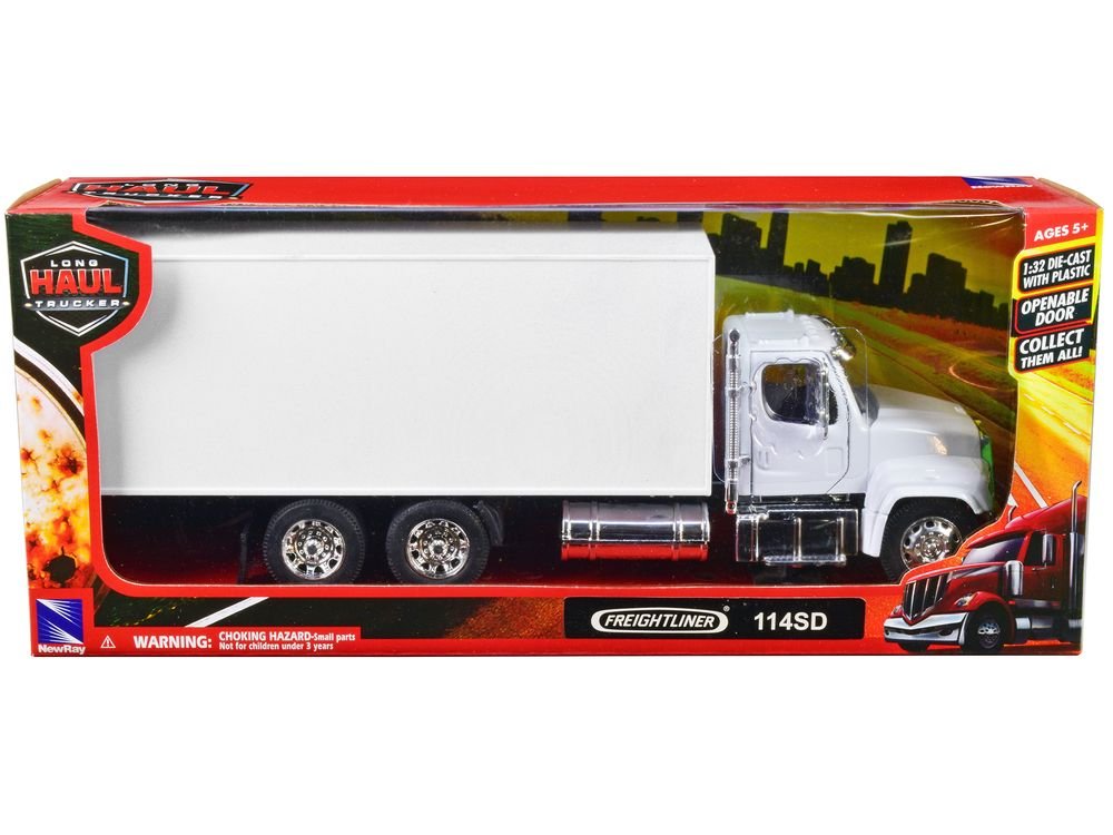 Freightliner 114SD Box Truck White "Long Haul Trucker" Series 1/32 Diecast Model by New Ray view 3