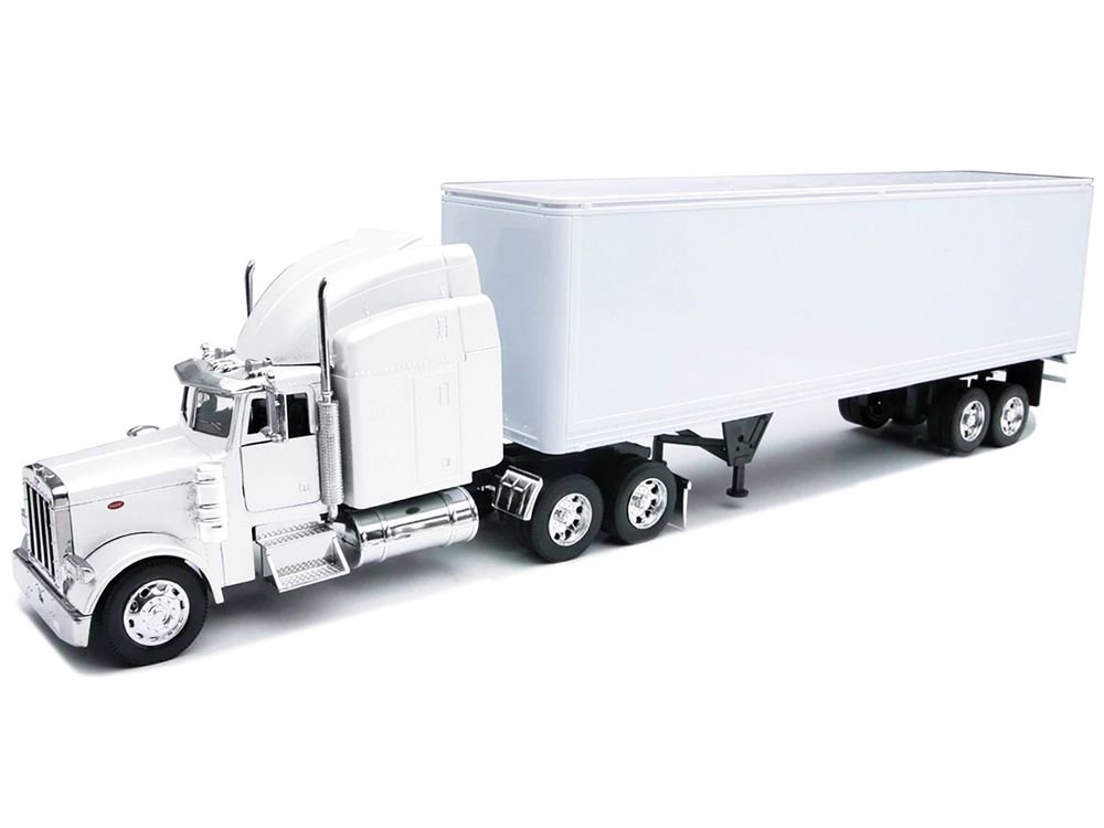 Peterbilt 379 Truck with Dry Goods Trailer White "Long Haul Trucker" Series 1/32 Diecast Model by New Ray view 2
