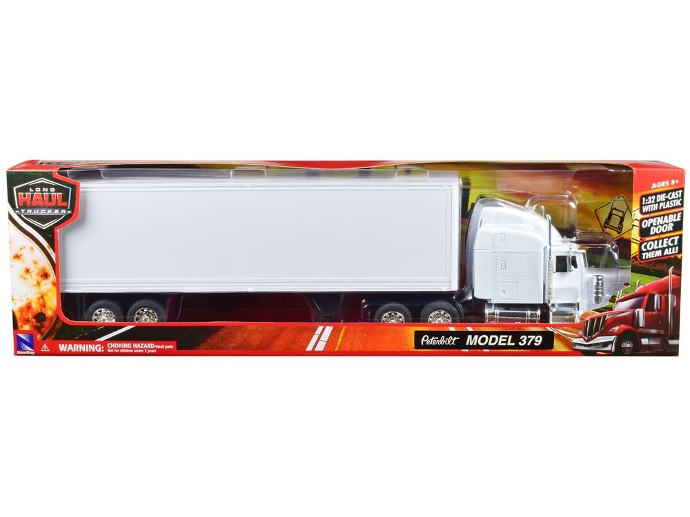 Peterbilt 379 Truck with Dry Goods Trailer White "Long Haul Trucker" Series 1/32 Diecast Model by New Ray view 3