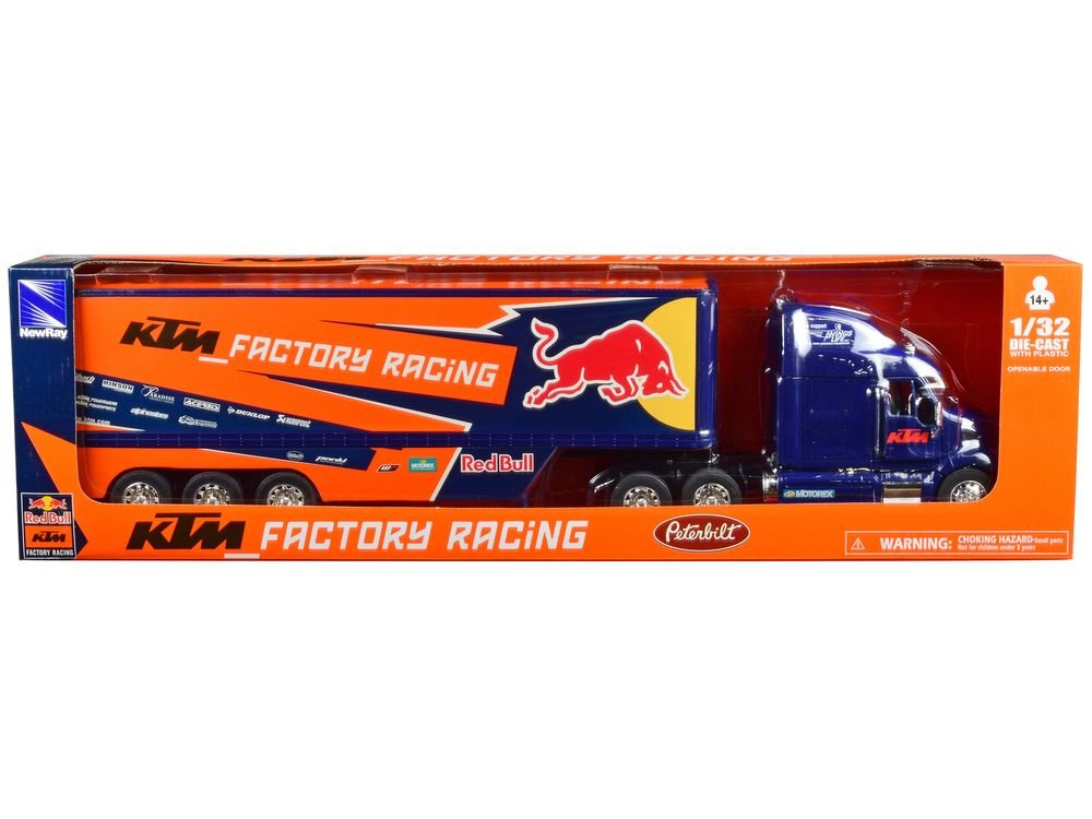 Peterbilt 387 Truck Dark Blue "Red Bull - KTM Factory Racing" 1/32 Diecast Model by New Ray view 3