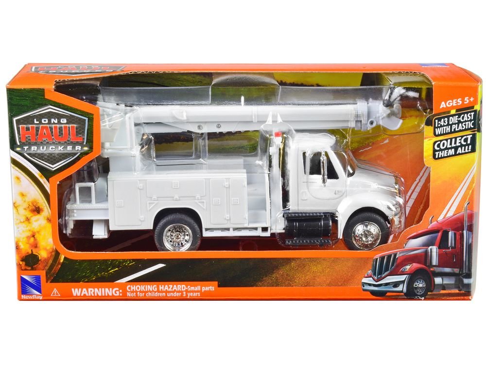 International 4200 Digger Service Truck White "Long Haul Trucker" Series 1/43 Diecast Model by New Ray view 3
