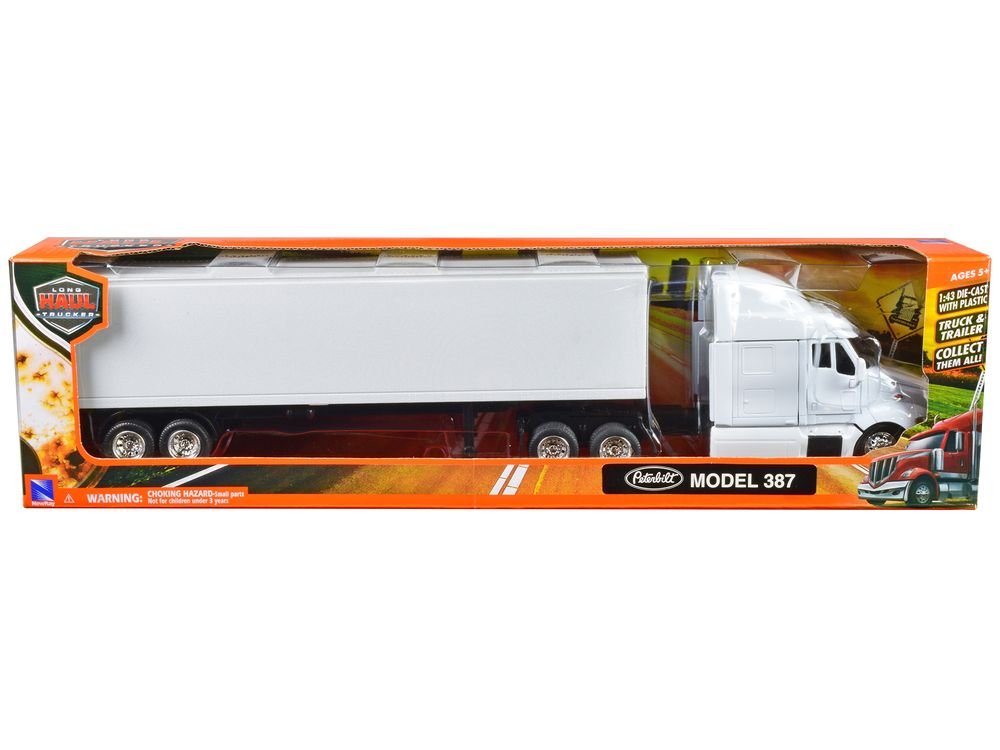 Peterbilt 387 Truck with Dry Goods Trailer White "Long Haul Trucker" Series 1/43 Diecast Model by New Ray view 3