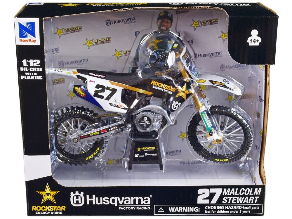 Husqvarna FC450 Motorcycle #27 Malcolm Stewart "Rockstar Energy Drink" 1/12 Diecast Model by New Ray view 3