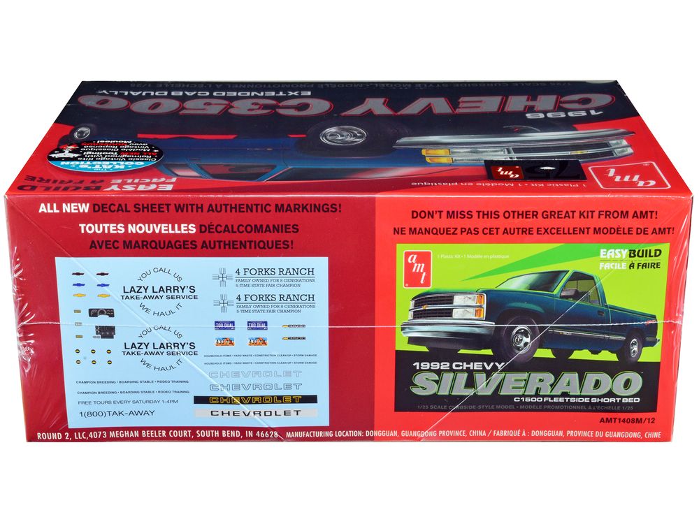 Skill 2 Model Kit 1996 Chevrolet C3500 Extended Cab Dually Pickup Truck "Easy Build" 1/25 Scale Model by AMT view 3