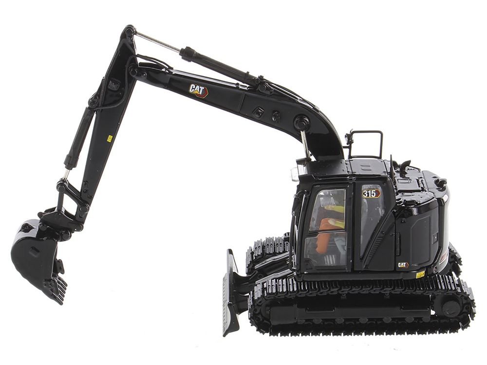 CAT Caterpillar 315 Track Type Hydraulic Excavator Special Black Finish with Operator "High Line" Series 1/50 Diecast Model by Diecast Masters view 2