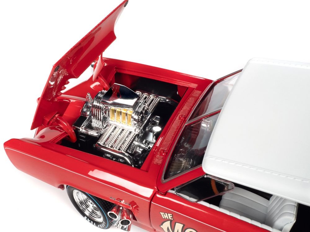 Monkeemobile Red with White Top and Interior "The Monkees" with Four Monkees Figure Cutouts "Silver Screen Machines" Series 1/18 Diecast Model Car by Auto World view 4