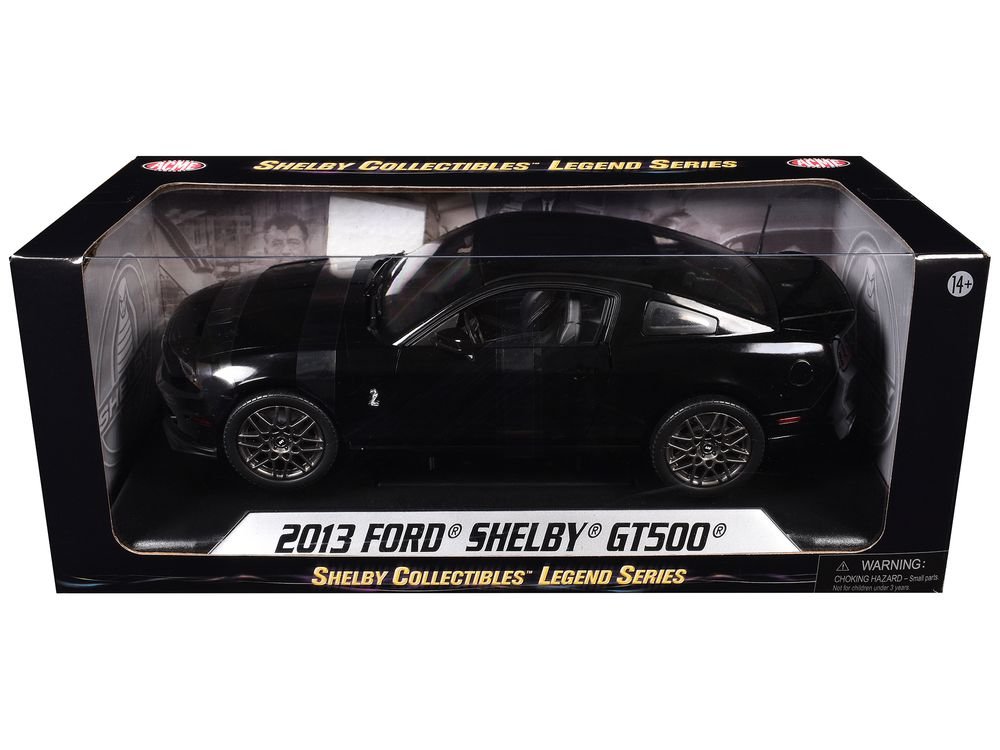 2013 Ford Shelby Mustang Cobra GT500 SVT Black with Black Stripes 1/18 Diecast Car Model by Shelby Collectibles view 3