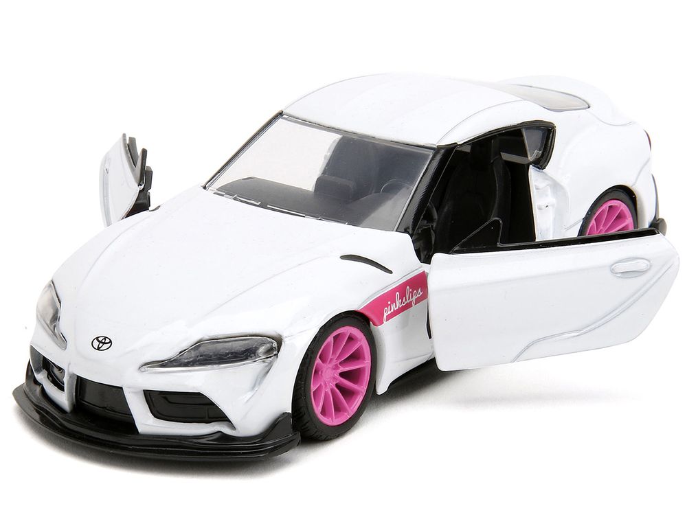 2020 Toyota Supra White Metallic with Pink Wheels "Pink Slips" Series 1/32 Diecast Model Car by Jada view 2