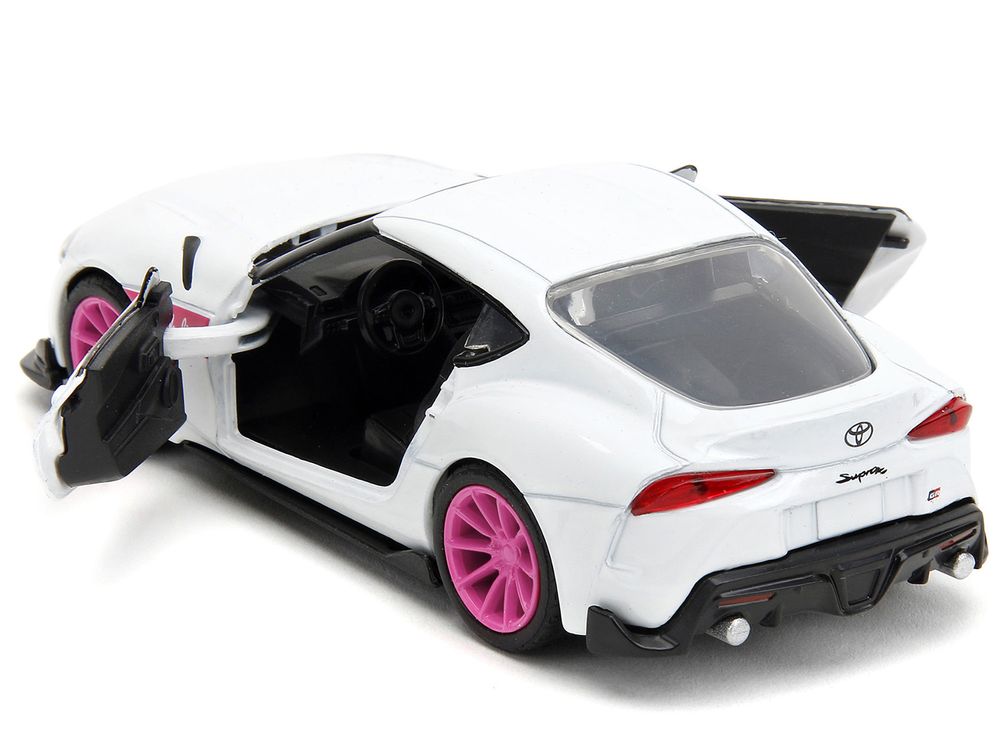2020 Toyota Supra White Metallic with Pink Wheels "Pink Slips" Series 1/32 Diecast Model Car by Jada view 4