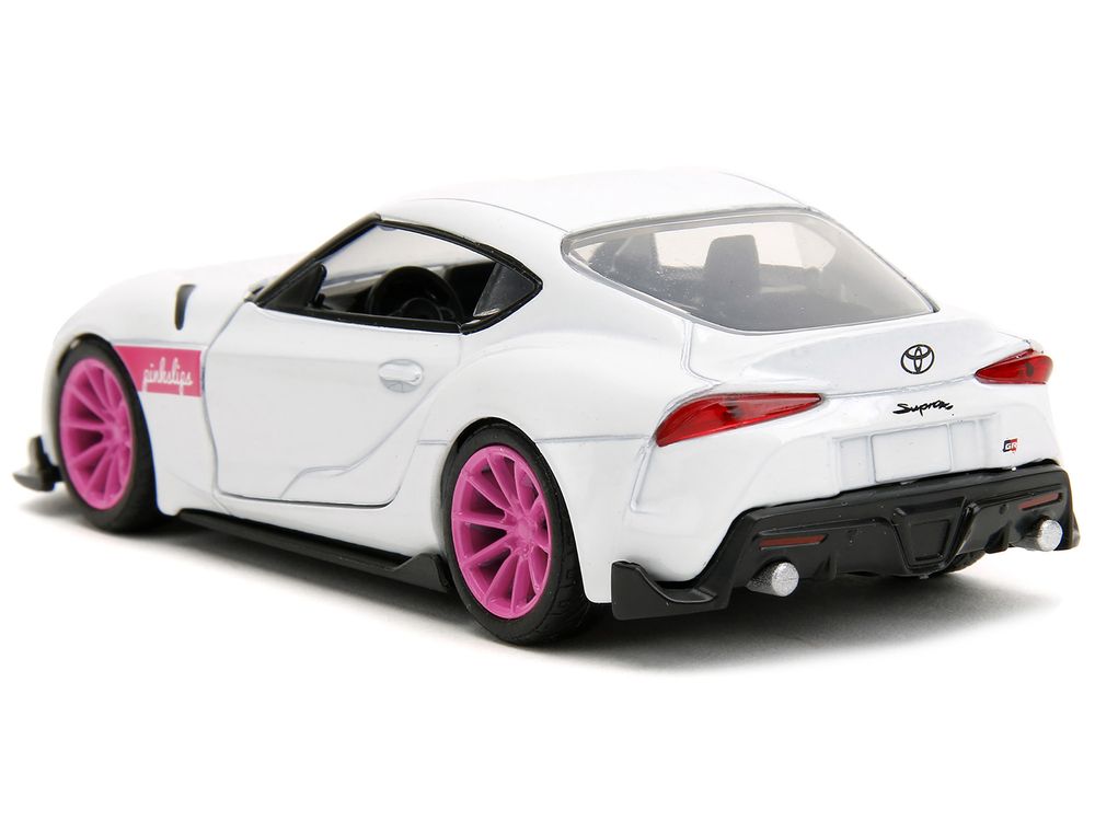 2020 Toyota Supra White Metallic with Pink Wheels "Pink Slips" Series 1/32 Diecast Model Car by Jada view 5