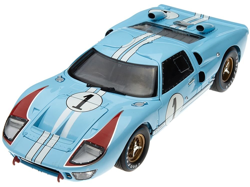 1966 Ford GT 40 MK II RHD (Right Hand Drive) #1 Light Blue Miles - Hulme Le Mans 1/18 Diecast Model Car by Shelby Collectibles view 2