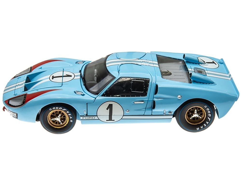 1966 Ford GT 40 MK II RHD (Right Hand Drive) #1 Light Blue Miles - Hulme Le Mans 1/18 Diecast Model Car by Shelby Collectibles view 3