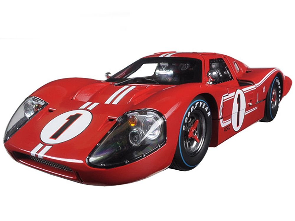 Ford GT MK IV #1 Red with White Stripes 24H of Le Mans (1967) 1/18 Diecast Model Car by Shelby Collectibles view 2
