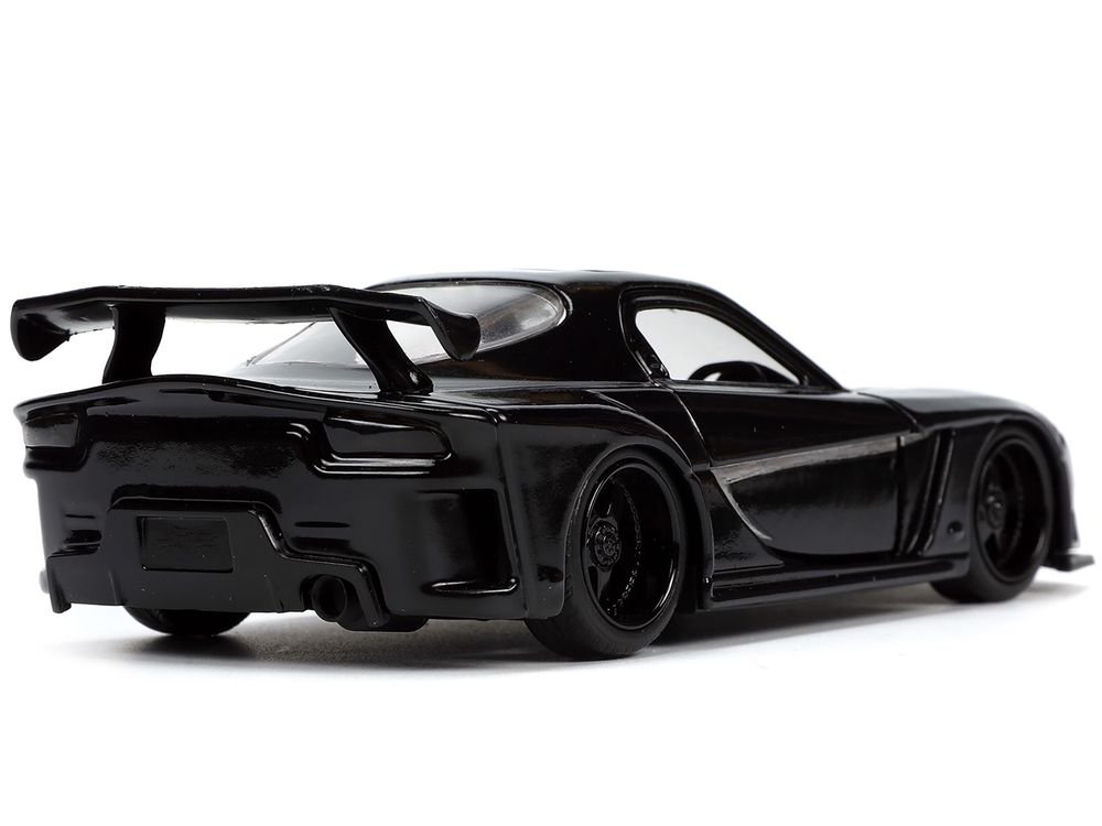 1995 Mazda RX-7 RHD (Right Hand Drive) Black and Black Panther Diecast Figure "The Avengers" "Hollywood Rides" Series 1/32 Diecast Model Car by Jada view 4