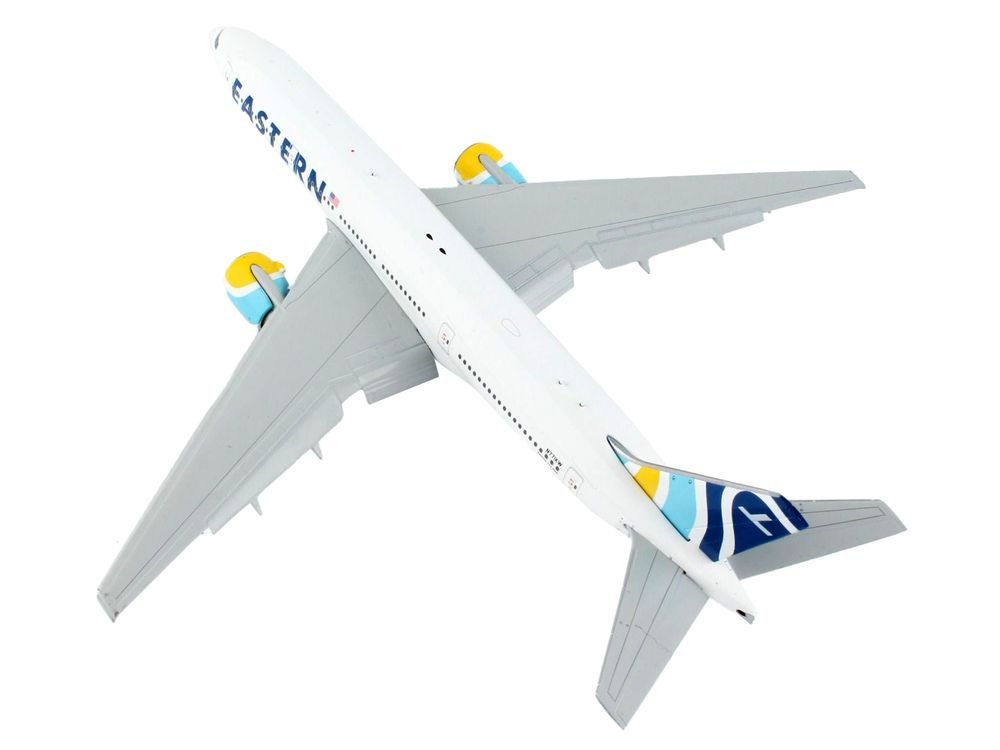 Boeing 777-200ER Commercial Aircraft with Flaps Down "Eastern Air Lines" White with Striped Tail 1/400 Diecast Model Airplane by GeminiJets view 3