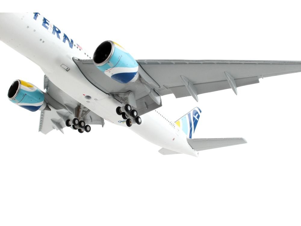 Boeing 777-200ER Commercial Aircraft with Flaps Down "Eastern Air Lines" White with Striped Tail 1/400 Diecast Model Airplane by GeminiJets view 4
