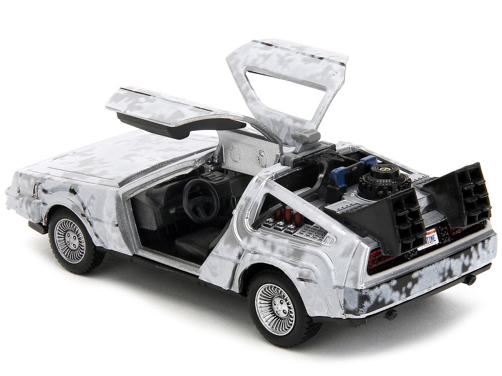 DMC DeLorean Time Machine Brushed Metal (Frost Version) "Back to the Future" (1985) Movie "Hollywood Rides" Series 1/32 Diecast Model Car by Jada view 4
