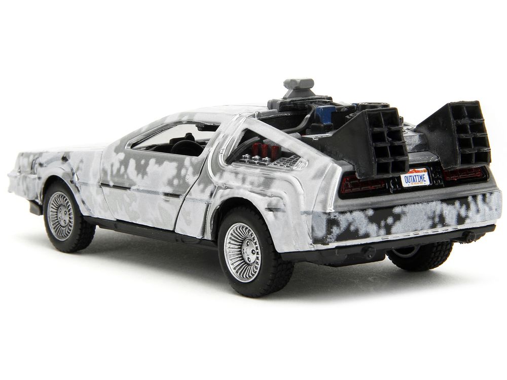 DMC DeLorean Time Machine Brushed Metal (Frost Version) "Back to the Future" (1985) Movie "Hollywood Rides" Series 1/32 Diecast Model Car by Jada view 5